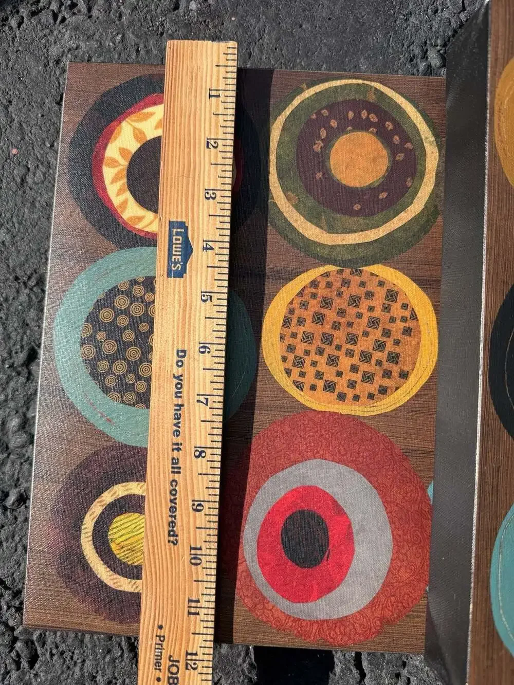 Set of 2 Retro Circle Pattern Canvas Wall Art Panels 12x12